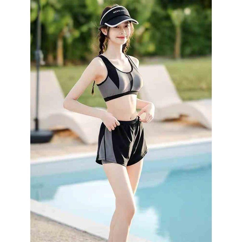 2023 new bathing suit, long-sleeved, surf-scrambling, chubby girl