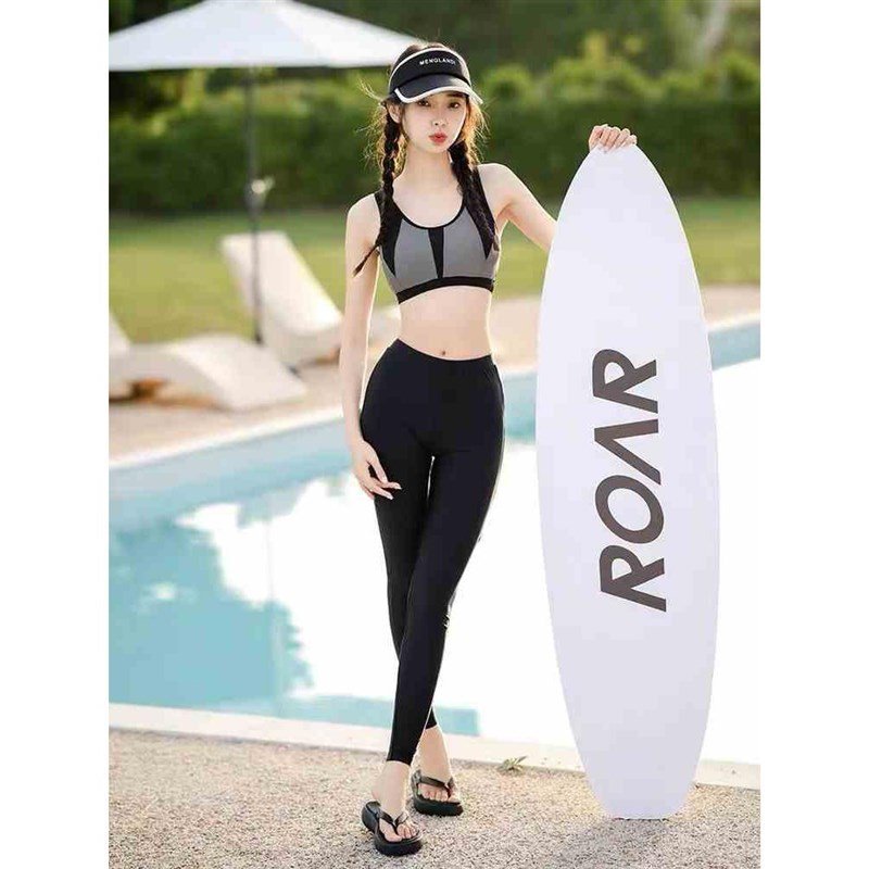 2023 new bathing suit, long-sleeved, surf-scrambling, chubby girl