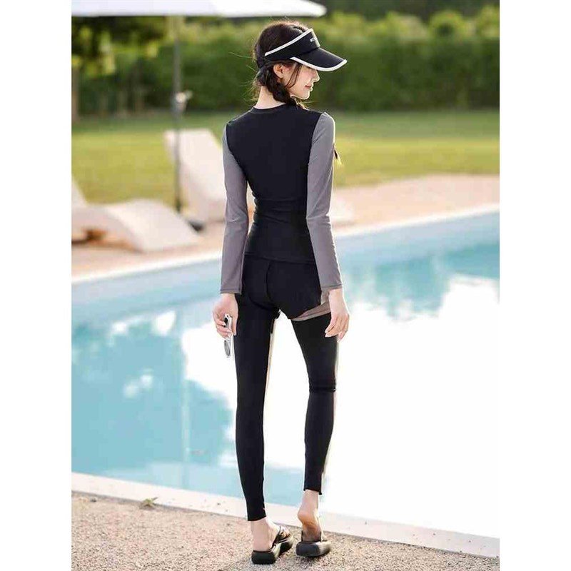 2023 new bathing suit, long-sleeved, surf-scrambling, chubby girl