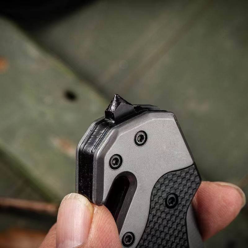 A multi-purpose exterior camper with a folding knife