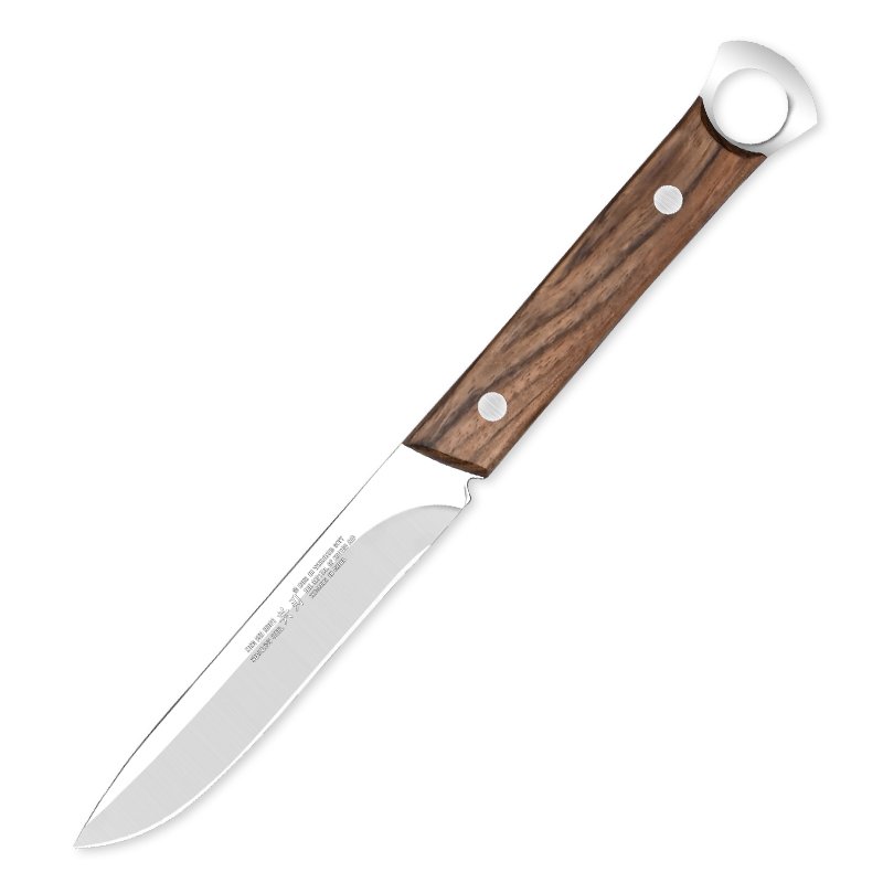 A small camping knife with a mahogany knife and a sharp blade