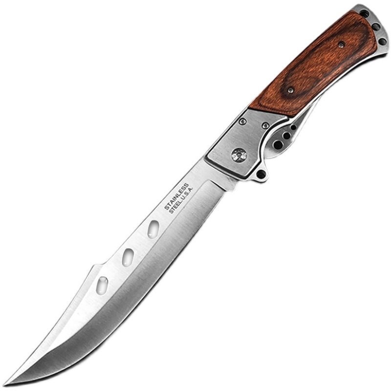 In the wild, the Swiss sergeant's multi-purpose camp guard carries a small knife with it