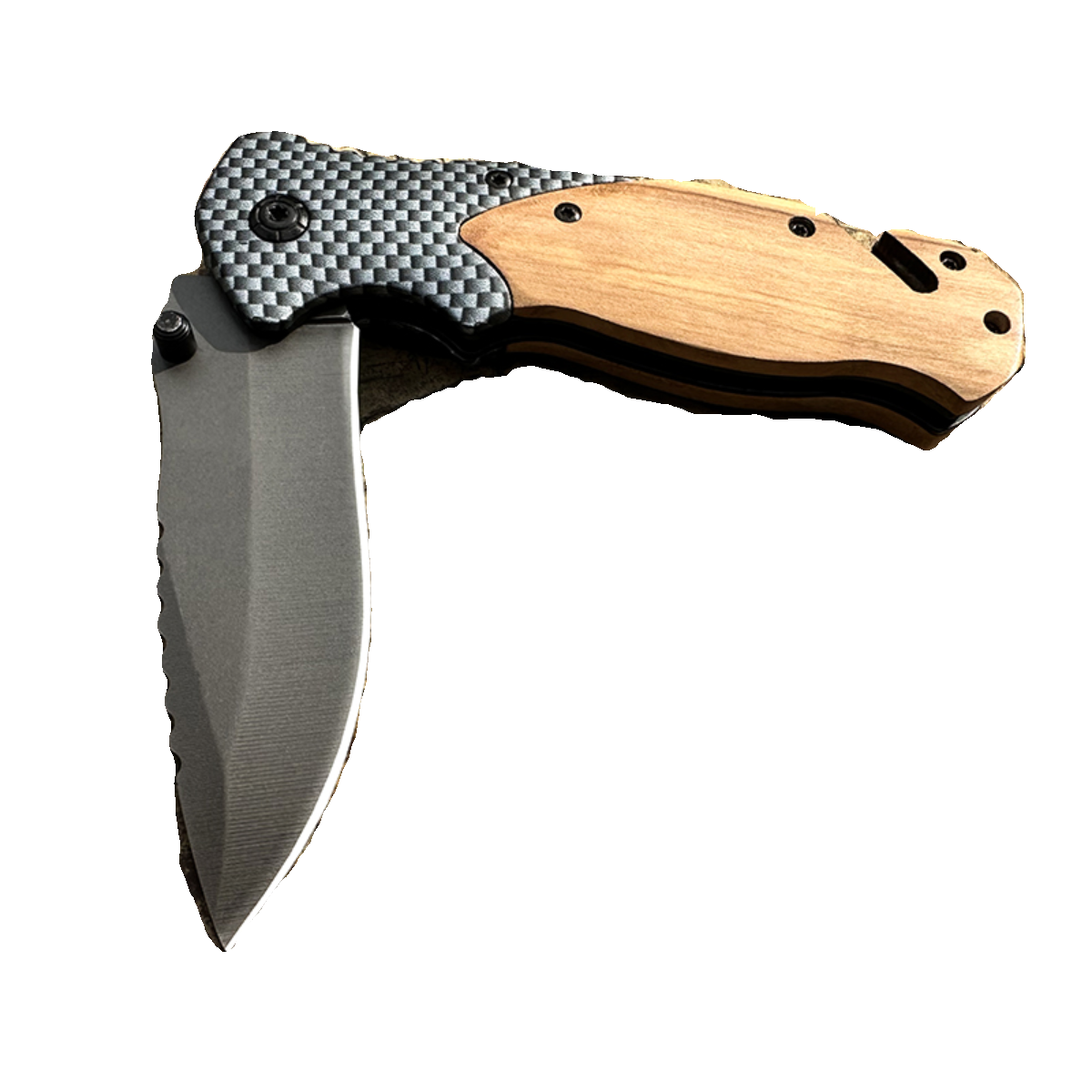 The camper's life knife was accompanied by a sharp, high-strength folding knife, an outdoor survival knife with a body-proof fruit knife