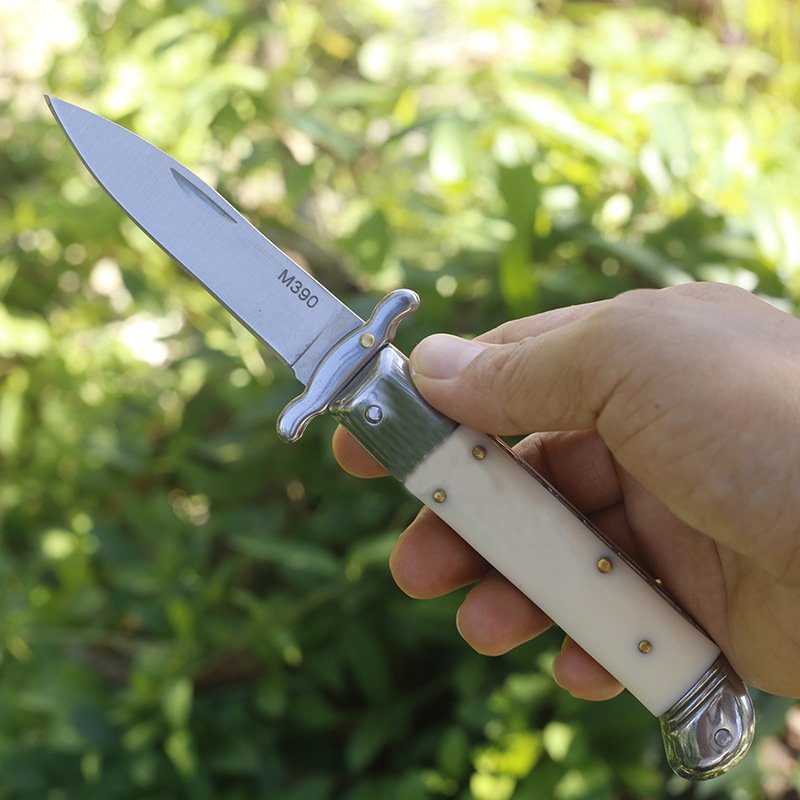Italian oxen bone handle, sharp outside folding knife, high-strength, portable camper knife, small knife
