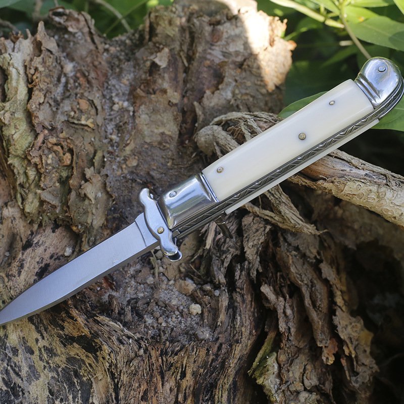 Italian oxen bone handle, sharp outside folding knife, high-strength, portable camper knife, small knife