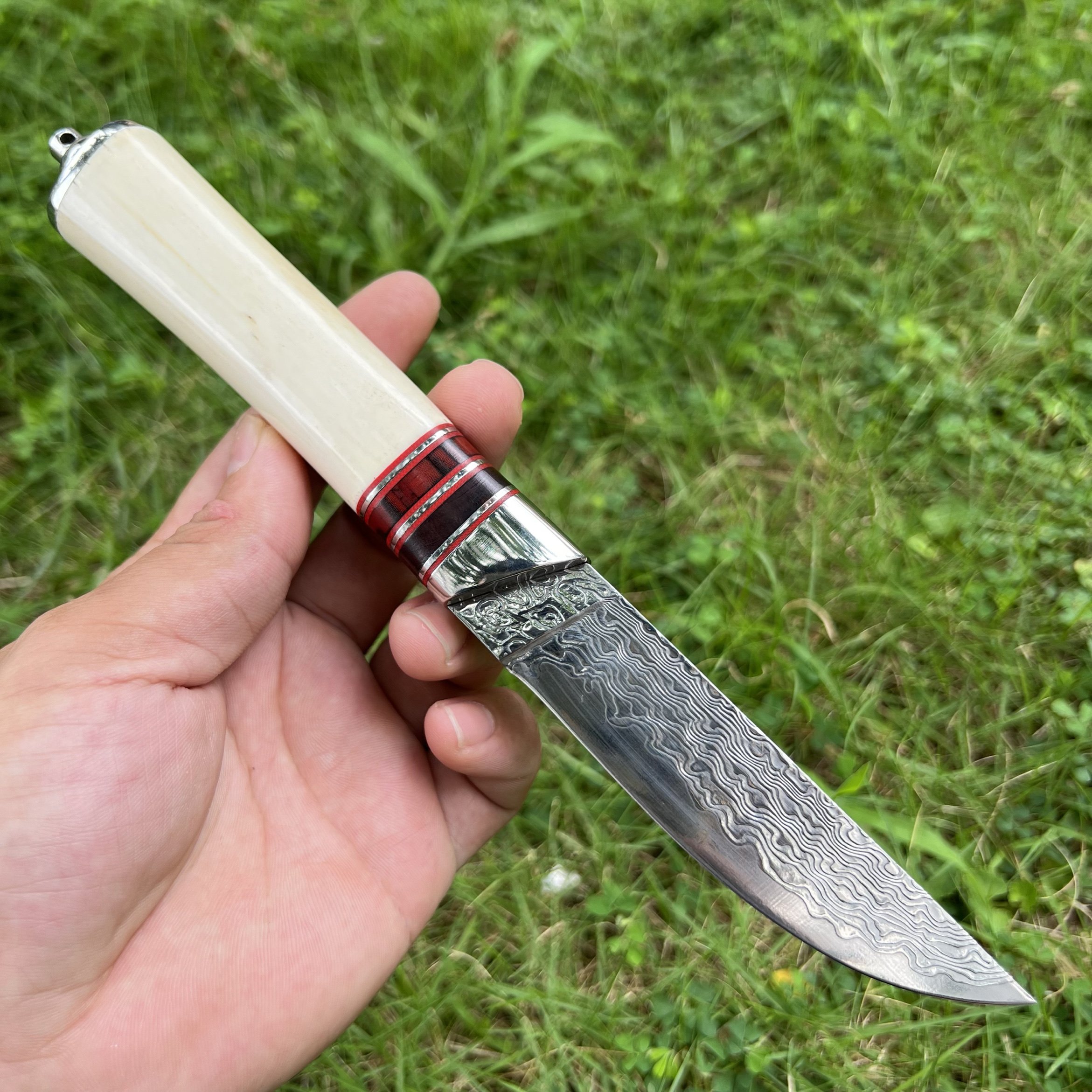 A FRUIT CUTTER WAS CARRIED WITH HIM ON A HIGH HARD FIELD CAMP IN DAMASCUS WITH THE VG10 STEEL AND OXEN HANDLE