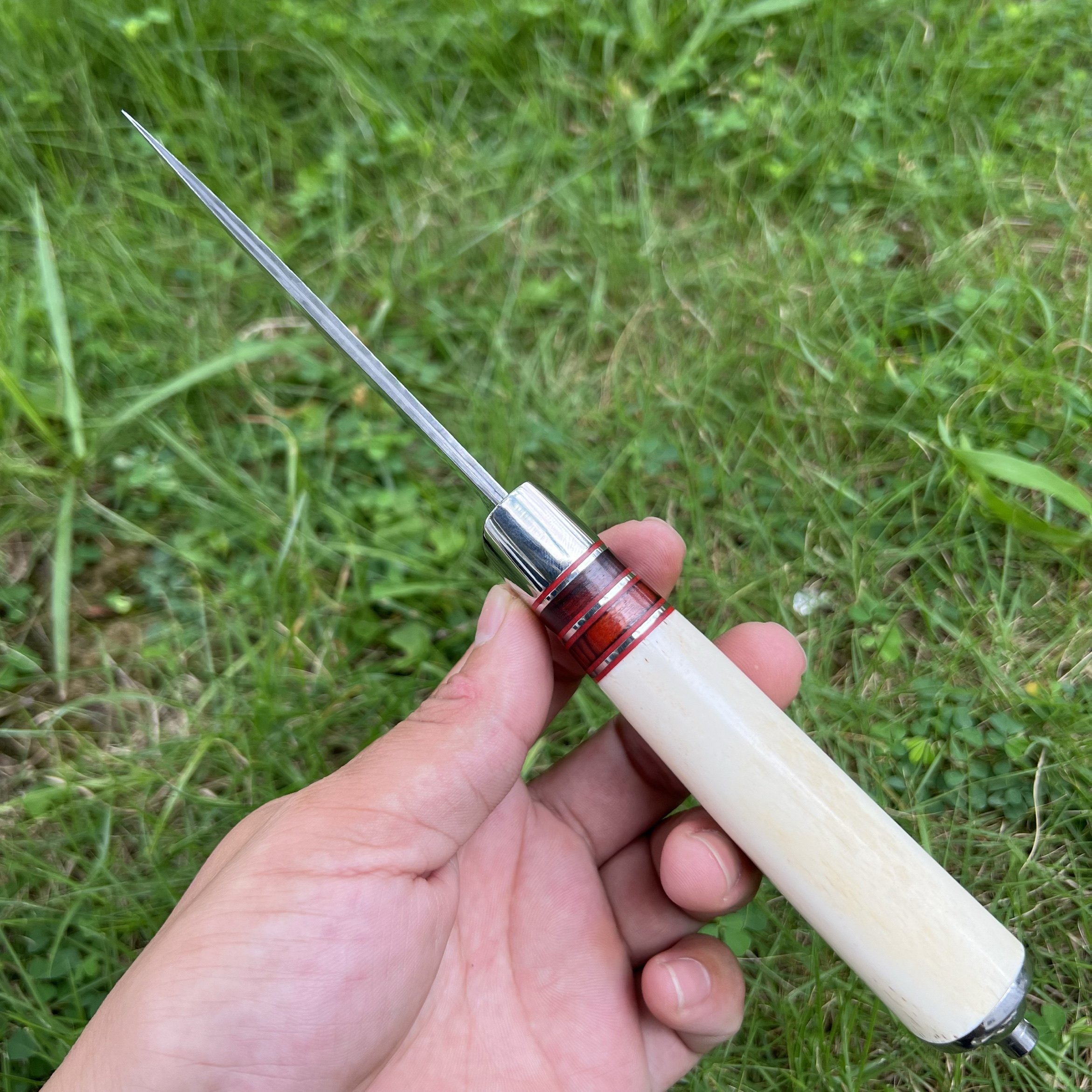 A FRUIT CUTTER WAS CARRIED WITH HIM ON A HIGH HARD FIELD CAMP IN DAMASCUS WITH THE VG10 STEEL AND OXEN HANDLE