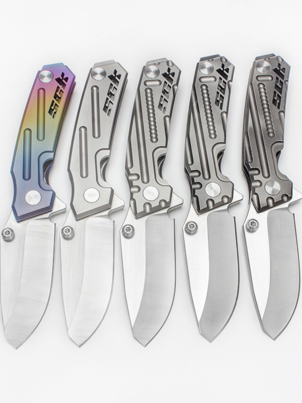 SKK HIGH-END CRUTCHES WITH S35VN HIGH-END TITANIUM ALLOY HANDLES CAMPING FRUIT KNIFE
