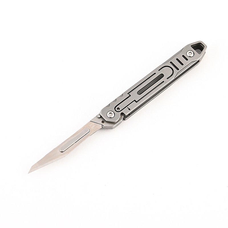 A mini-cracker with a sharp and hard edge with a steel-and-stain key button on a delivery