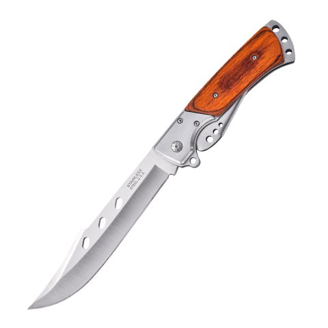 A small outdoor knife folded with a mini-man's hand, with a short cutter for stainless steel