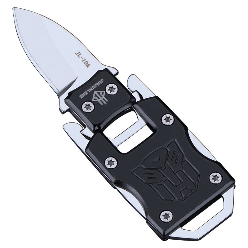 Mini Sniper's outdoor multi-purpose hand-held folder with a key button to unload the delivery emergency knife