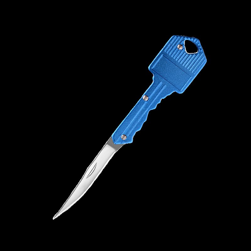 Outside with a sharp knife and a hand-held key knife and a mini-crusher