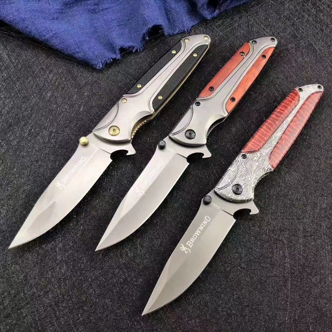 An outdoor knife with a multi-purpose folding knife carries a field defensive knife and a small fruit knife