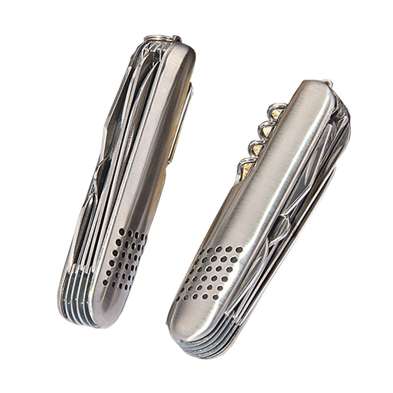The stainless steel folding knife opens with a multi-purpose knife, and the handyman camping tool knife