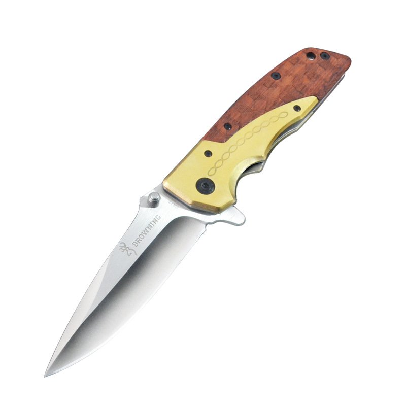 AN OUTDOOR FOLDING OF A SMALL KNIFE CAMPER WITH A RIGID MILITARY KNIFE TO PROTECT THE HOME WITH A FRUIT KNIFE