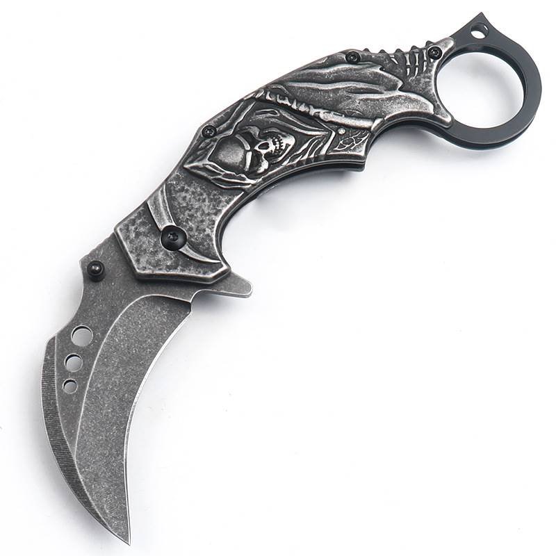 All-steel claw knife camping out of the house, a fast machete, a sharp defensive knife