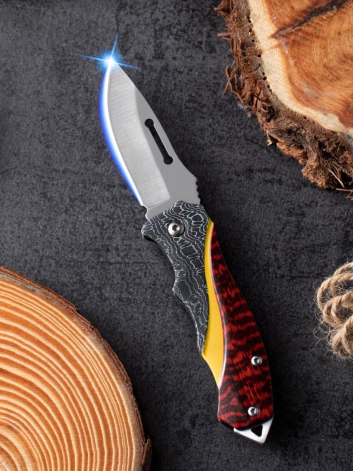An open-door mini-cleaver with a high-intensity man's protection camping knife for a life