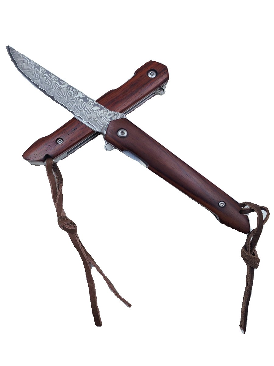 Damascus's steel cleaver was accompanied by a small knife in a field camp, with a sharp fruit knife
