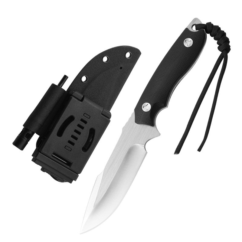 Tactical knife, D2-Standing knife, outdoor blade, camp knife, G10 hunting knife, kydex knife whistle magnesium stick