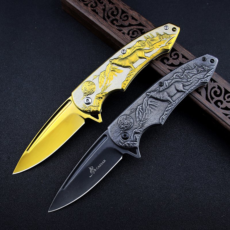 An outdoor folding knife with a sharp edge and a field camping knife