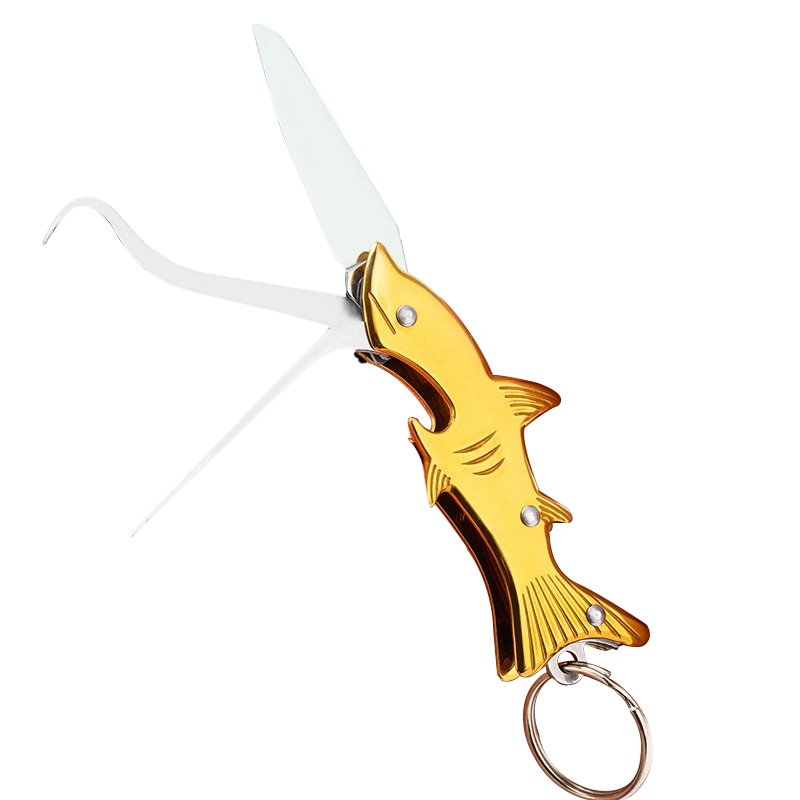 An outdoor survival knife folding a multi-purpose mini-snaps and handing out the stainless steel toothpicks