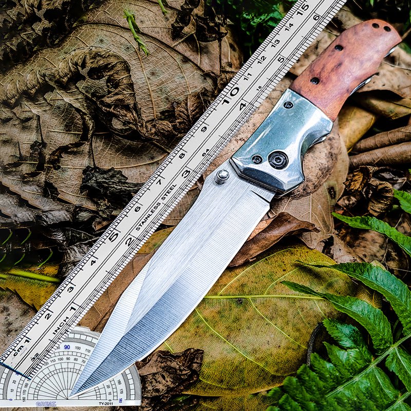 The camper's life knife was accompanied by a sharp, high-strength folding knife, an outdoor survival knife with a body-proof fruit knife