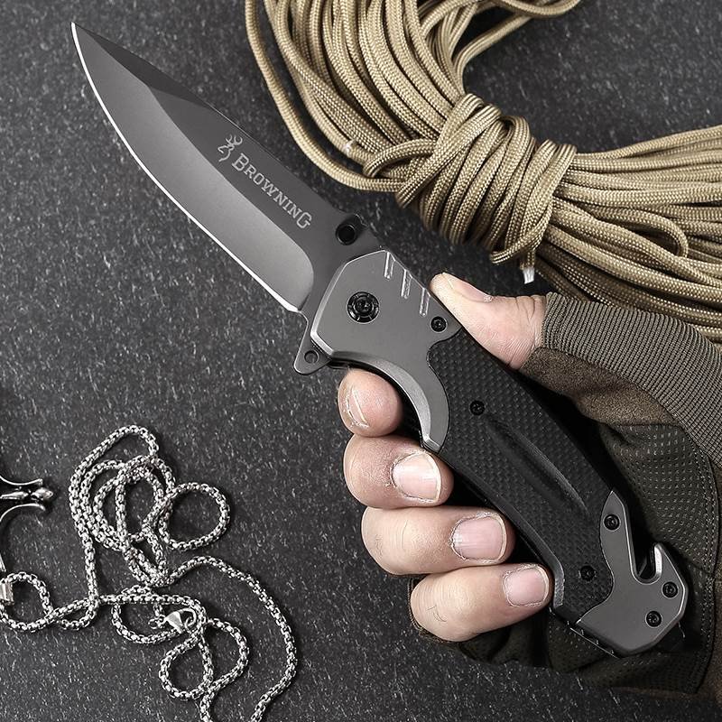 An outdoor folding knife, a multi-purpose carbon steel knife, a fruit knife, and a high-strength defensive knife