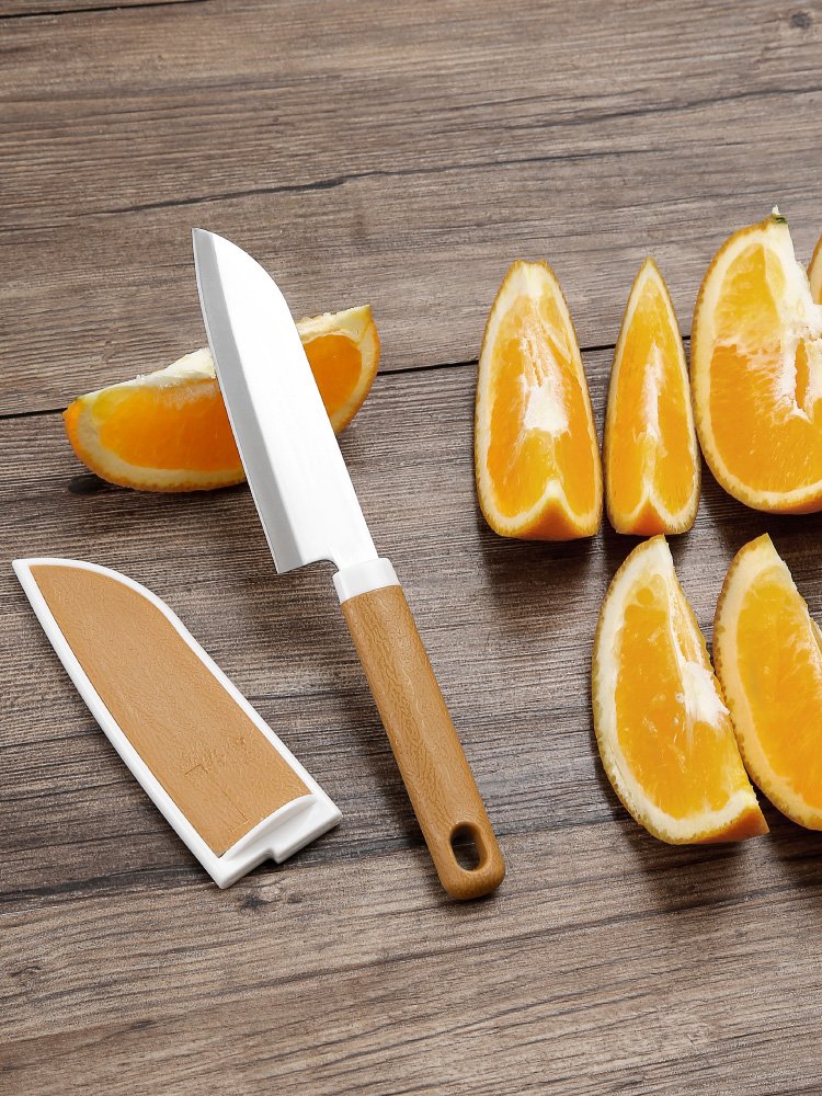The fruit knife is stainless steel folding