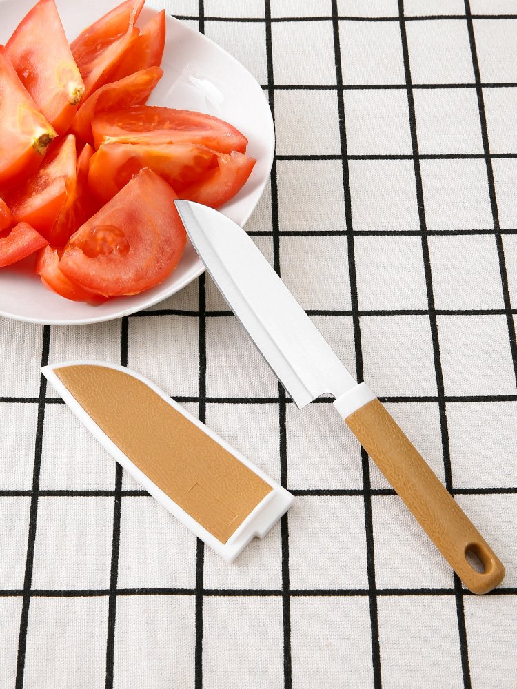 The fruit knife is stainless steel folding