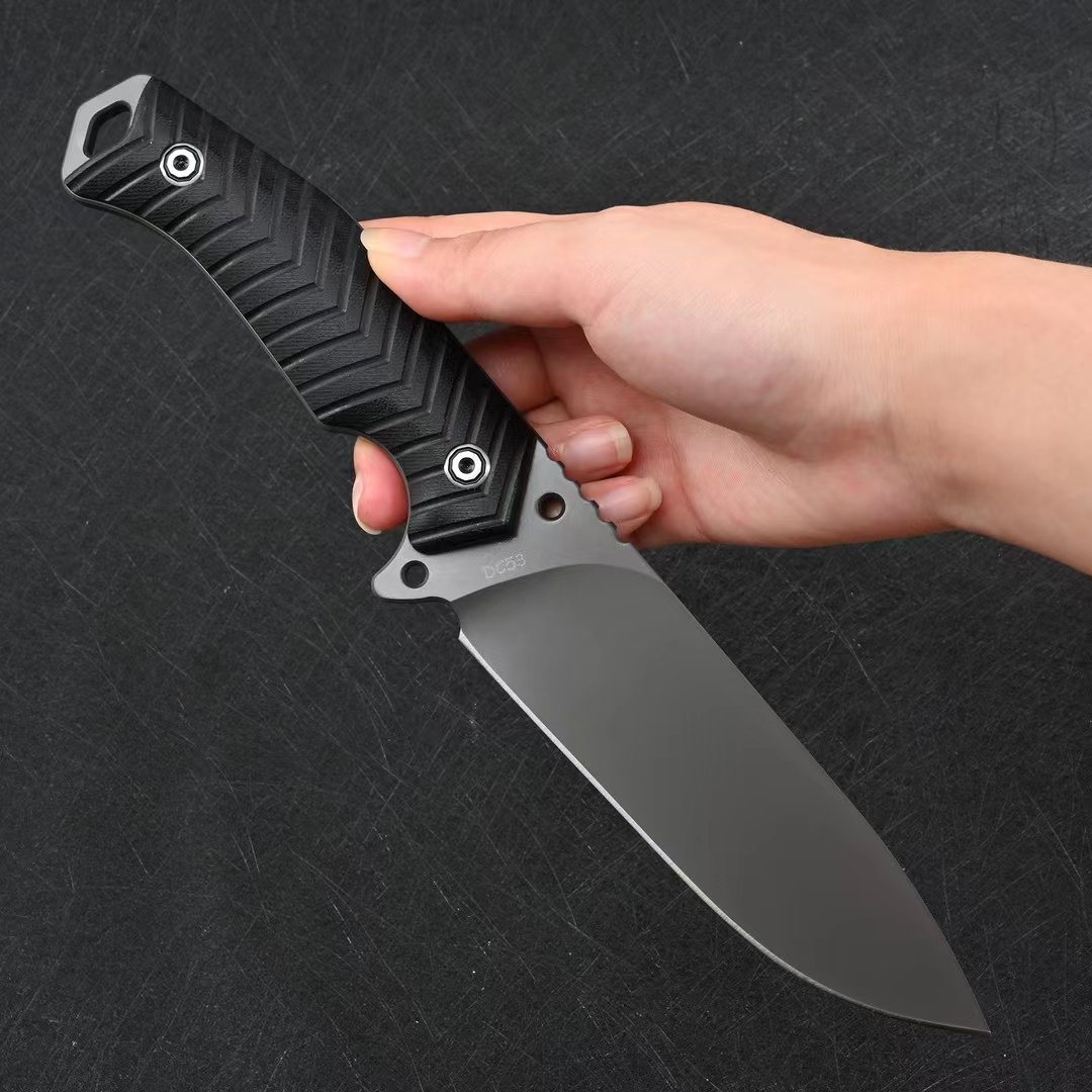 AN OUTDOOR KNIFE, DC53 HIGH HARD-CORE, STRAIGHT-ON-HILL CAMP WITH A CUTTER, STAINLESS STEEL