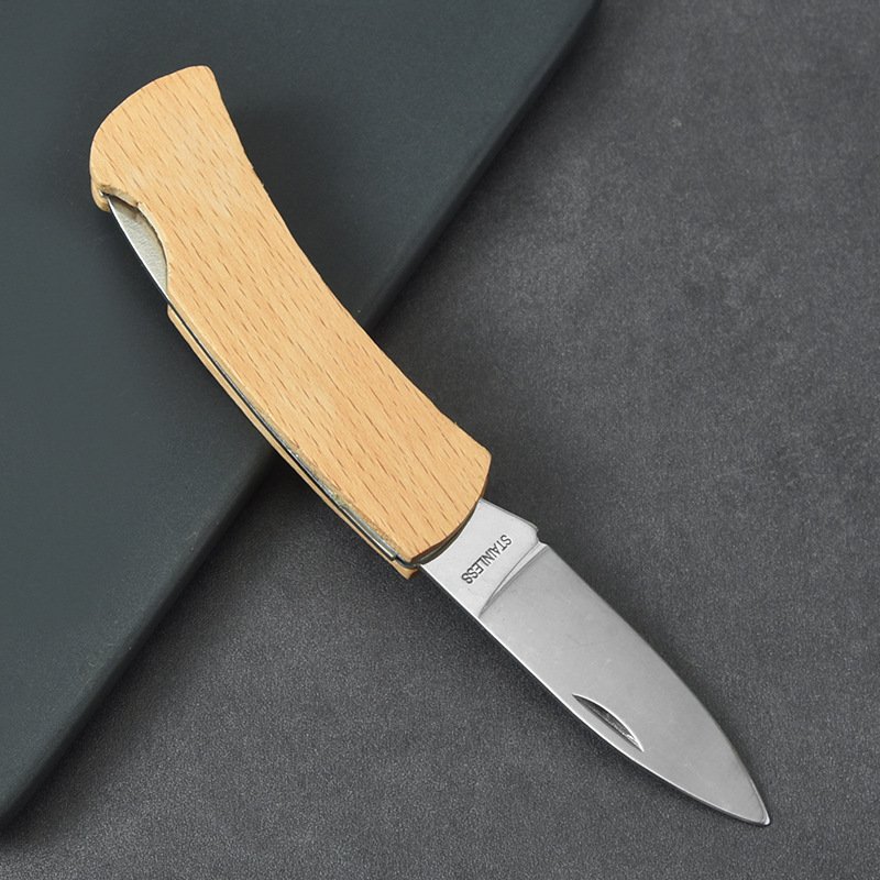 High-quality fruit knife and wood handles, and you travel with your body to the camp, where you can fold a knife with melon and stainless steel