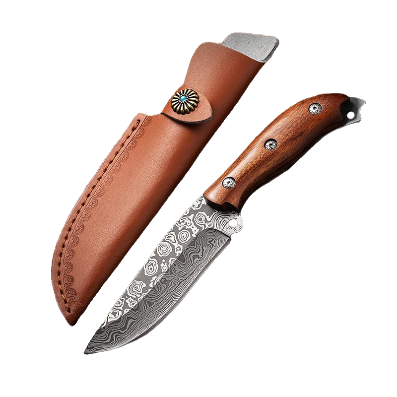 With a sharp hand and a meat knife and a meat knife