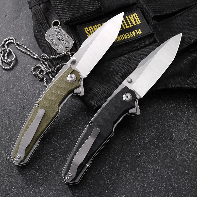 THE GREEN HANDLE OF THE OUTDOORS, A COLOURED FOLDING KNIFE, A HIGH-STRENGTH D2 STEEL SHARP FIELD CAMP, A FIELD DEFENCE KNIFE