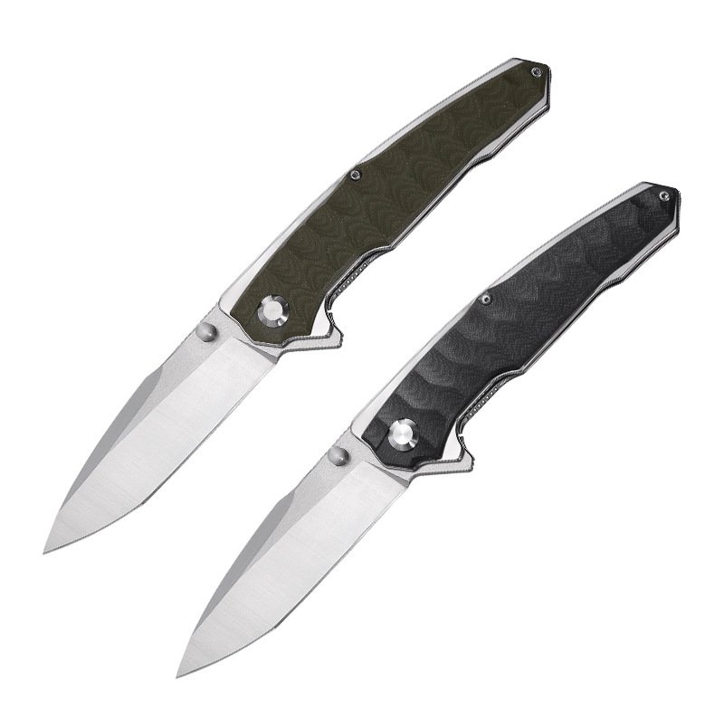 THE GREEN HANDLE OF THE OUTDOORS, A COLOURED FOLDING KNIFE, A HIGH-STRENGTH D2 STEEL SHARP FIELD CAMP, A FIELD DEFENCE KNIFE