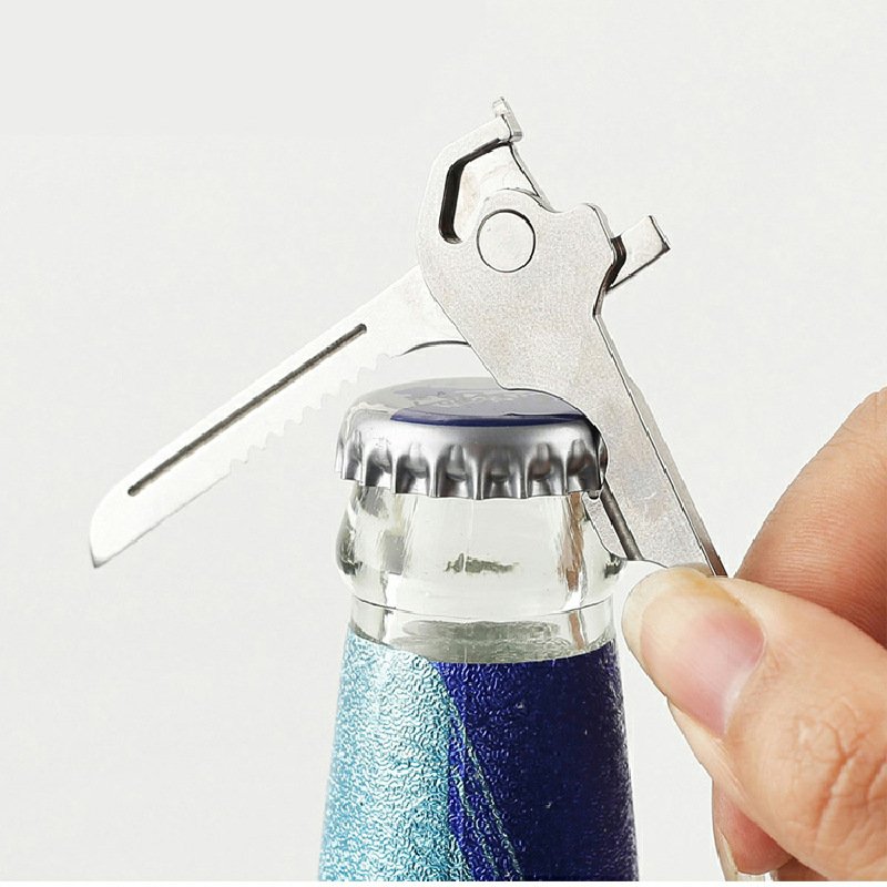 MULTI-PURPOSE KEY BUTTONS, SMALL KNIFE WITH A BOTTLE OPENER, MINI EDC TOOL TO OPEN THE BOX