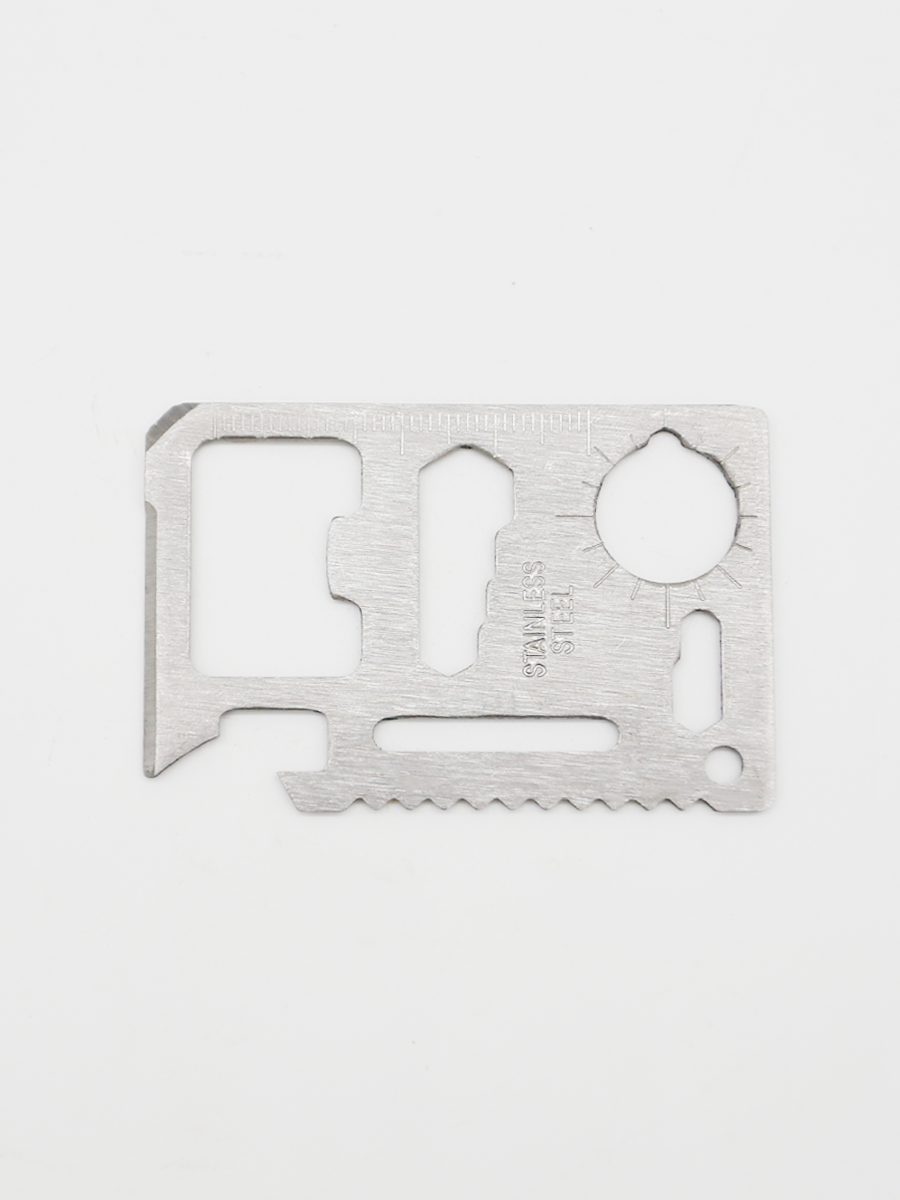 A multi-purpose Swiss Army knife and a card to save lives