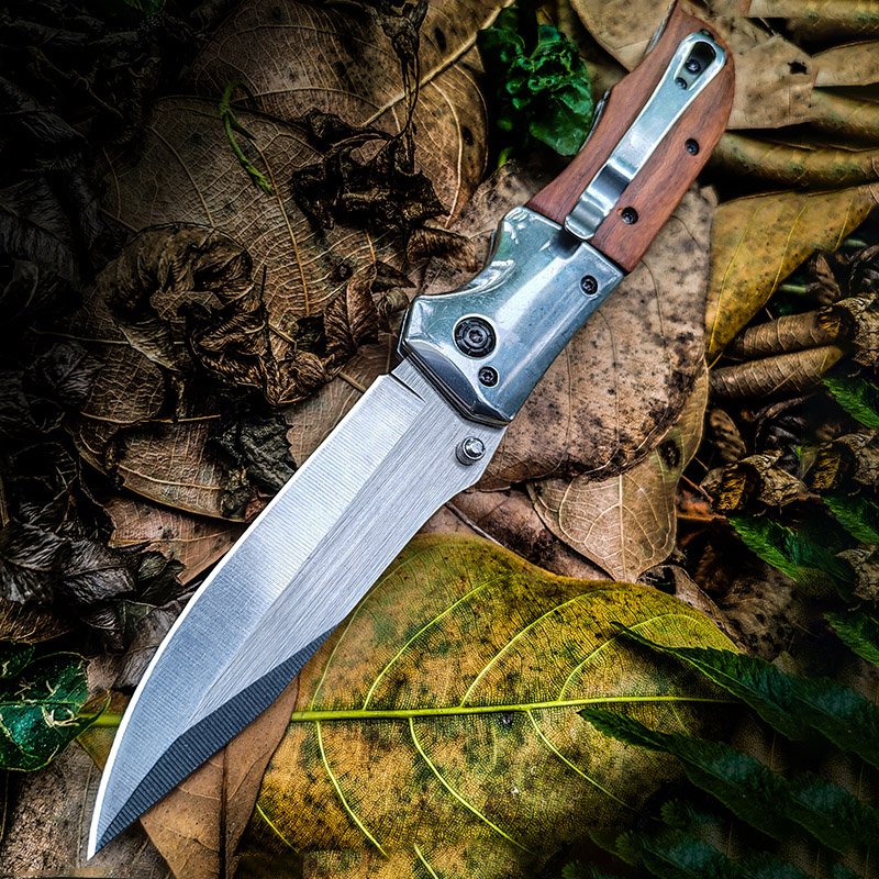 The camper's life knife was accompanied by a sharp, high-strength folding knife, an outdoor survival knife with a body-proof fruit knife