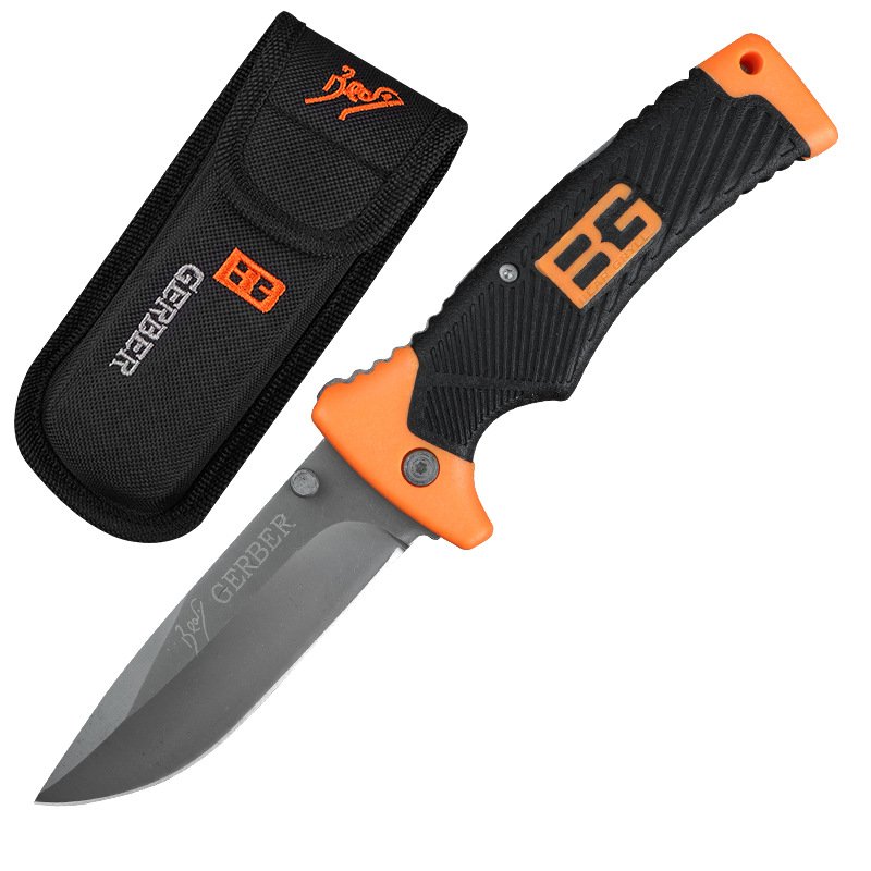 THE BG CAMP FOLDING KNIFE, THE FRUIT KNIFE, FOLLOWED THE CAMPING CAMPING KNIFE, THE RUBBER HANDLE OF THE OUTSIDE