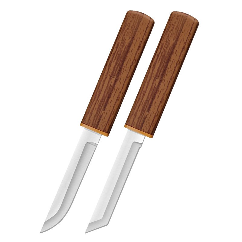 With a thick fruit knife and a pelt on the outside, I'll take the knife with my hand and eat the meat knife