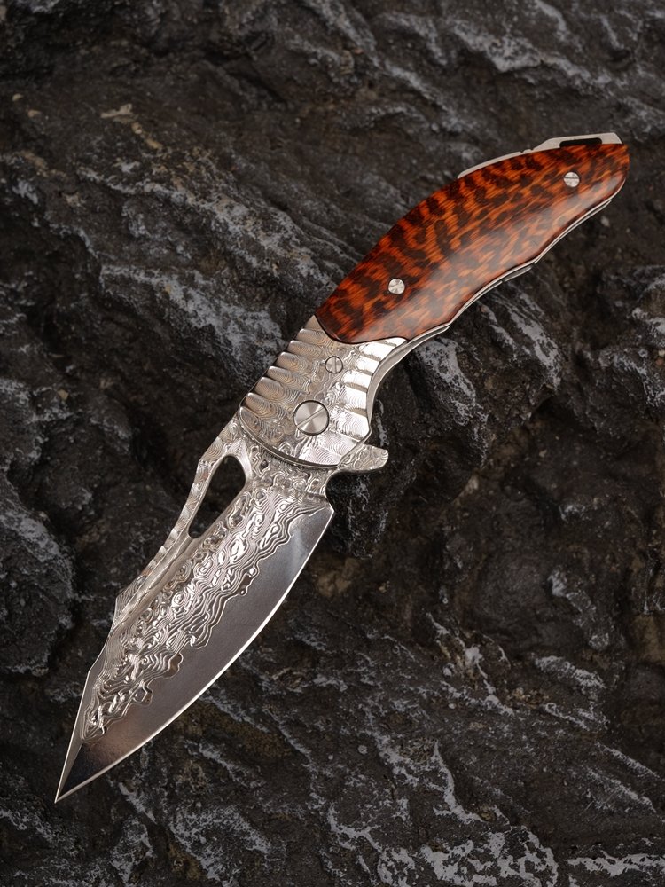 THE BIG-MOUTHED 2ND GENERATION OF HIGH-END DAMASCUS STEEL FOLDING KNIFE CAMPING OUTSIDE THE HOUSE WITH A SHARP BLADE WITH AN EDC BLADE
