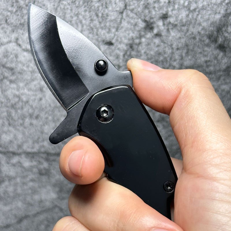 A multi-purpose outdoor mini-slasher with a sharp and hard knife with a stainless steel semi-automatic fruit knife