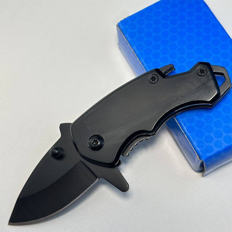 A multi-purpose outdoor mini-slasher with a sharp and hard knife with a stainless steel semi-automatic fruit knife