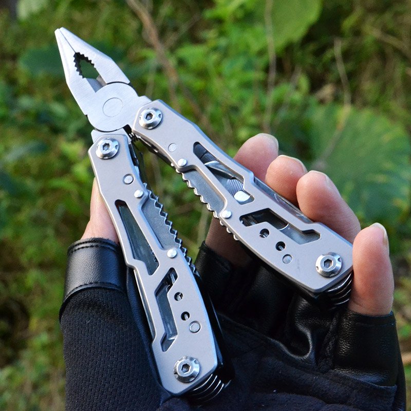 All-steel emptied plier multi-purpose tool folding and camping with light outdoor equipment
