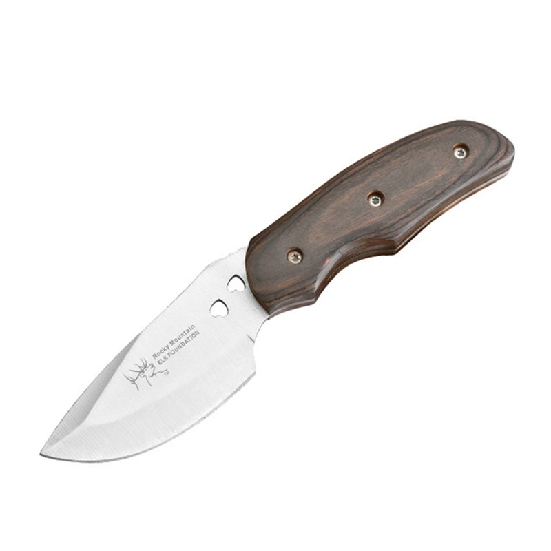 G & B WITH A RUSTY STEEL AND FRUIT KNIFE, CAMPING WITH A SMALL KNIFE AND A WOODEN HANDLED OUTING