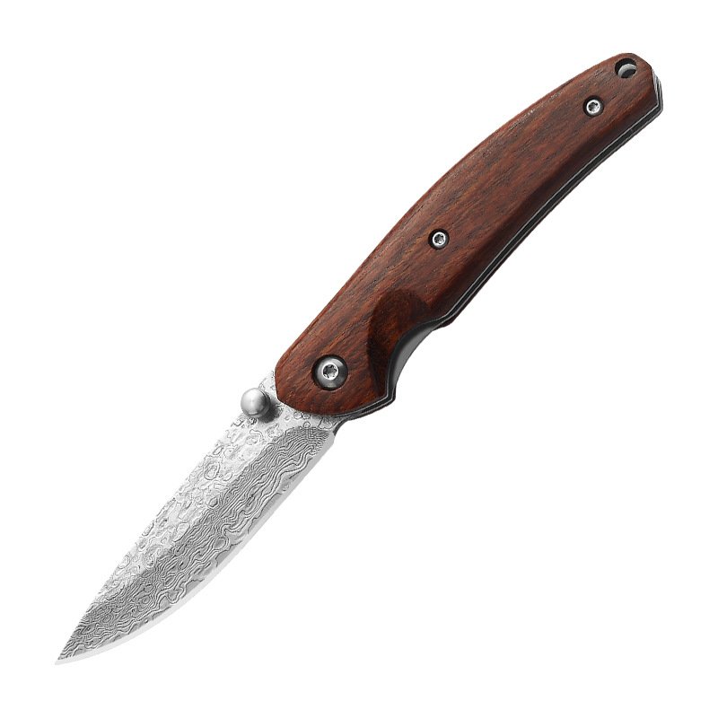 The machete of Damascus steel, with a small knife, a sharp field knife and a fruit knife