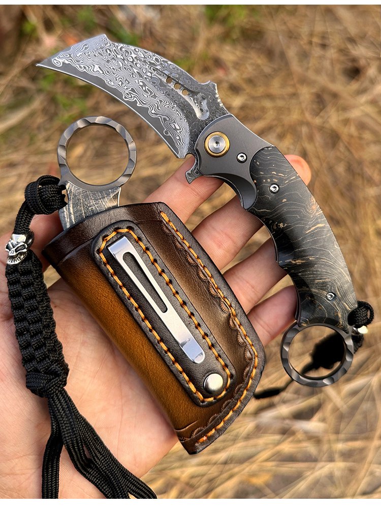 Tyson imported the Damascus steel folder field camp with a high-strength sharp knife to survive