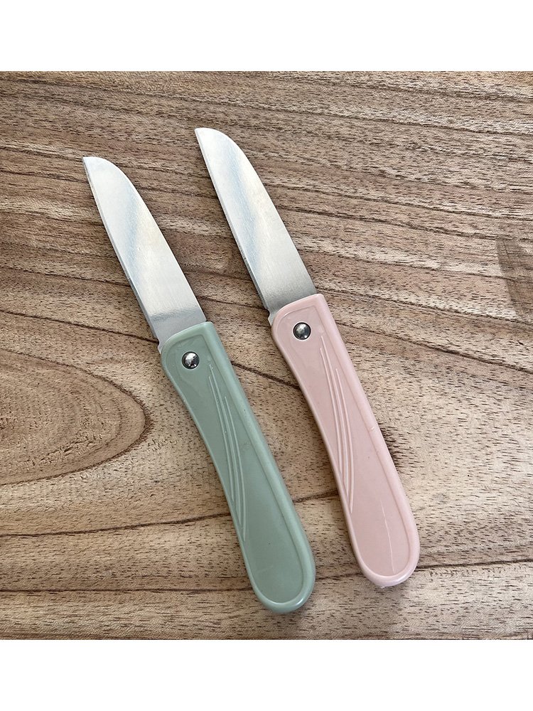 Folded fruit knife home with a small knife in the student dorm with a rusty steel multi-purpose potato cutter