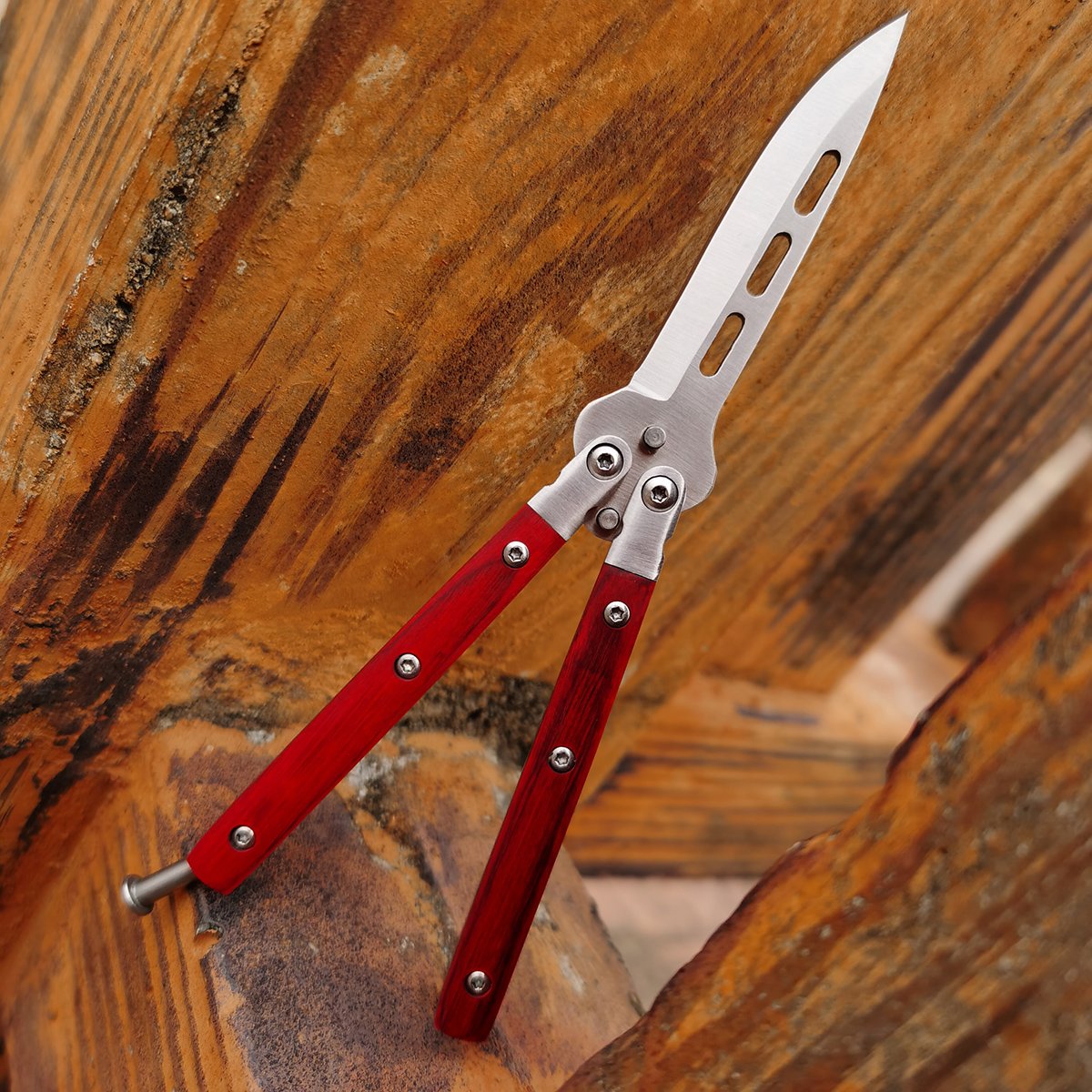 A multi-purpose stainless steel with a mini knife and a heavy-drived fruit knife folding in the open