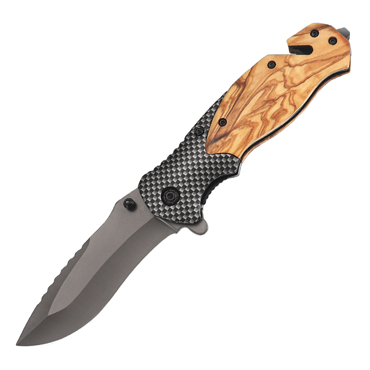 The camping for stainless steel outside the house, with a sharp wood handle, folds fruit knives with multiple uses