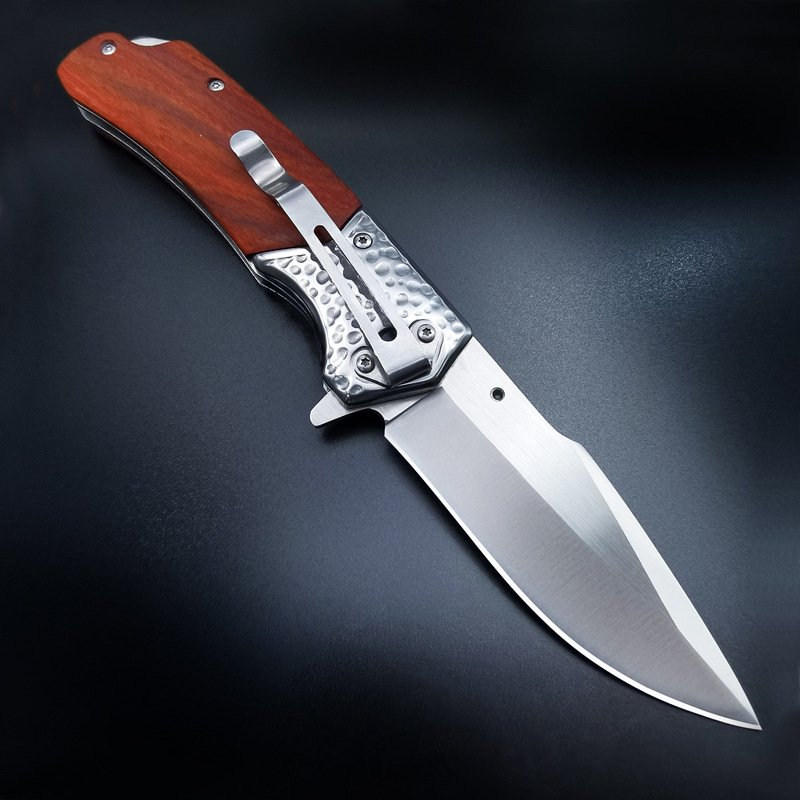 Buck outdoor camping knife, high-end redwood handle, high-heavy steel head, fruit knife